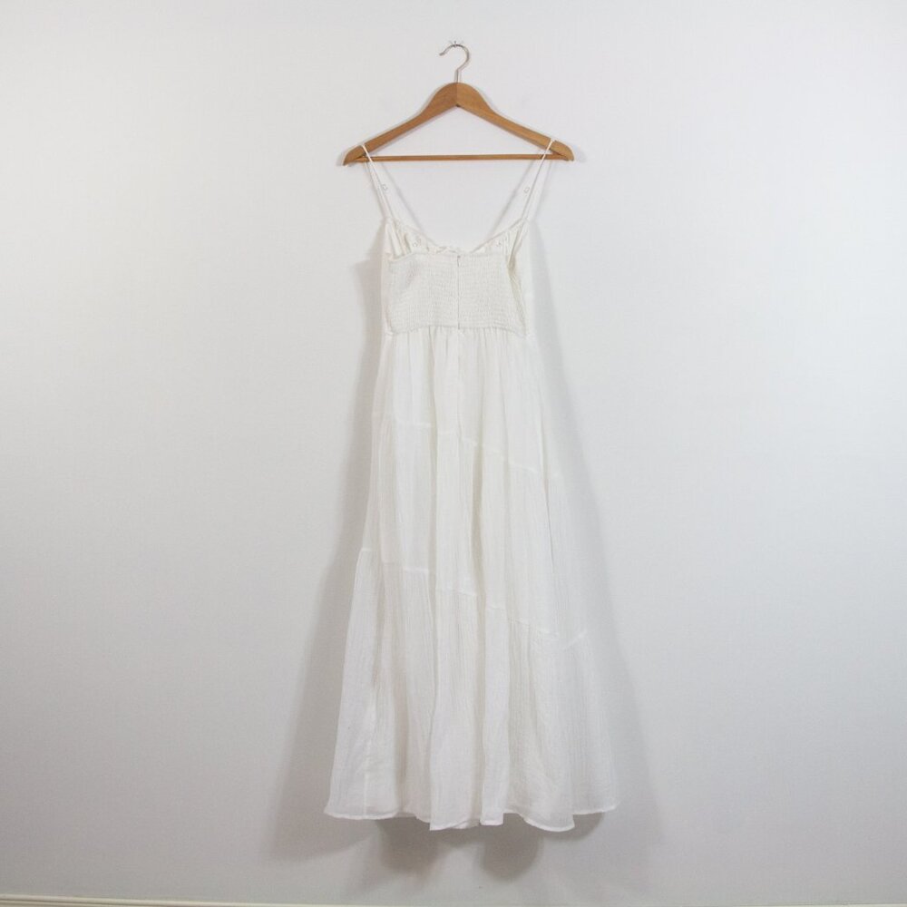 Lightweight White Spaghetti-Strap Maxi Dress with Tie Front - Picture 8 of 8